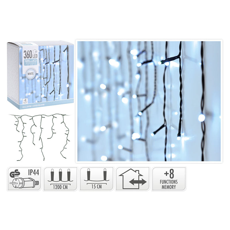 Cortina iluminación 360 luces LED 12 m