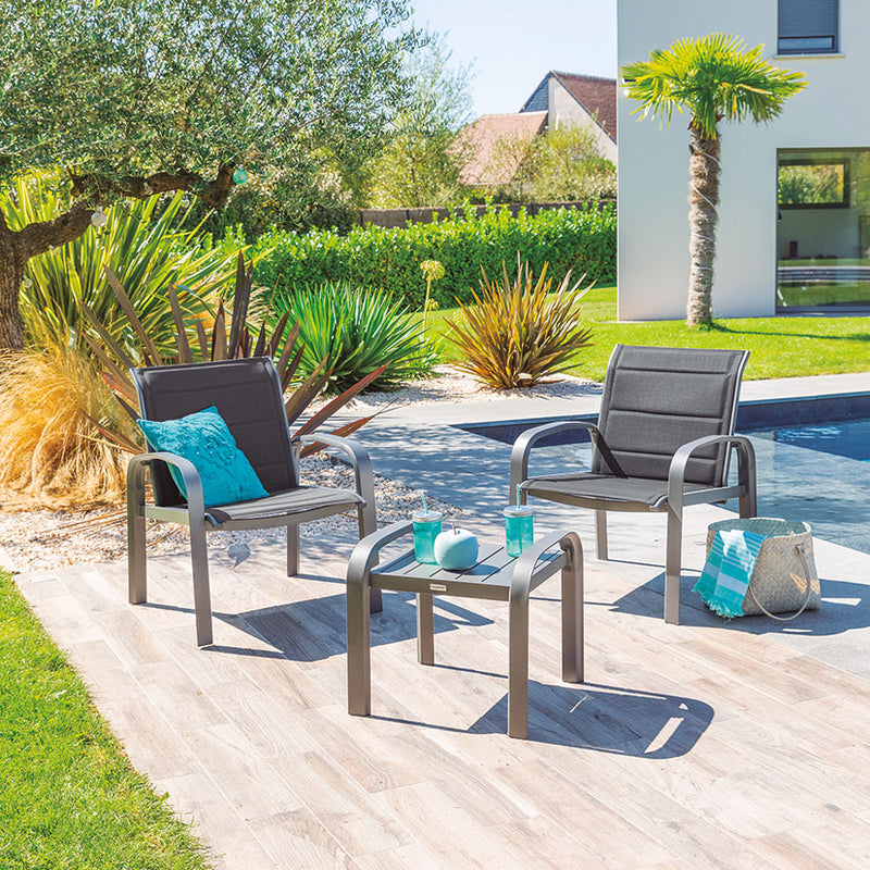 Conjunto metálico  Elyn 2 sillones+mesa