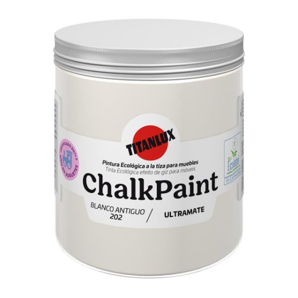 CHALK PAINT Kit Pintura a la Tiza Blanca + Cera Neutra para Toda Superficie  - 250ml Chalk Paint Mate + 250ml Cera para Muebles de Madera & Paredes 