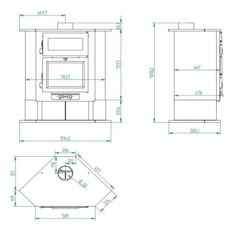 estufa de leña ch5h FM medidas