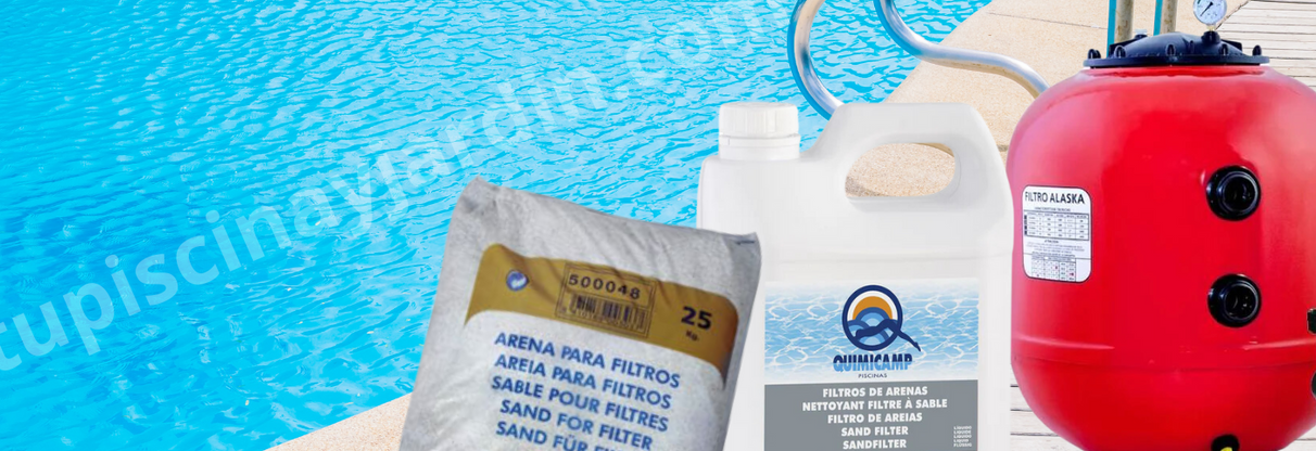 Carga y mantenimiento del filtro de arena de la piscina