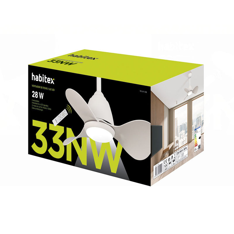 Ventilador techo HABITEX 33 con luz