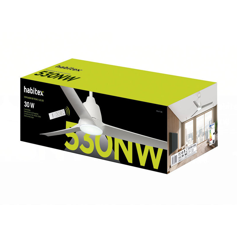 Ventilador techo HABITEX 530NW con luz