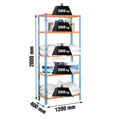 Estantería Maderclick Megaplus 5/400 Azul/Naranja/Madera Simonclick