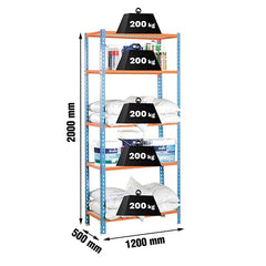 Estantería Maderclick Megaplus 5/500 Azul/Naranja/Madera Simonclick