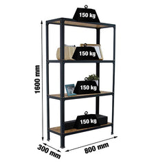 Estantería Click Wood Mini 4/300 Antracita/Osb Simon Home