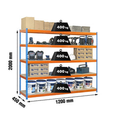 Estantería Ecoforte 1204 5 Chipboard Azul/Naranja/Mader Simontaller Simonforte