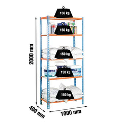Estantería Maderclick Plus 5/400 Azul/Naranja/Madera Simonclick