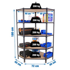 Estantería Maderclick Corner 5/400 1800 Antracita/Madera Simonclick