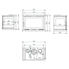 Estufa de leña integrable de 3 caras FM IT-183