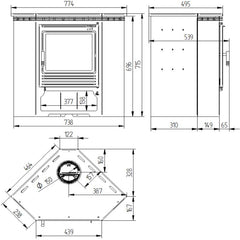 Estufa de leña M-105 FM para esquina