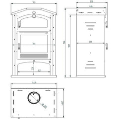 Estufa de leña con horno en acero inoxidable FM M-106