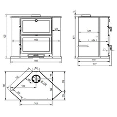 Estufa de leña de esquina con horno CH-9 R FM