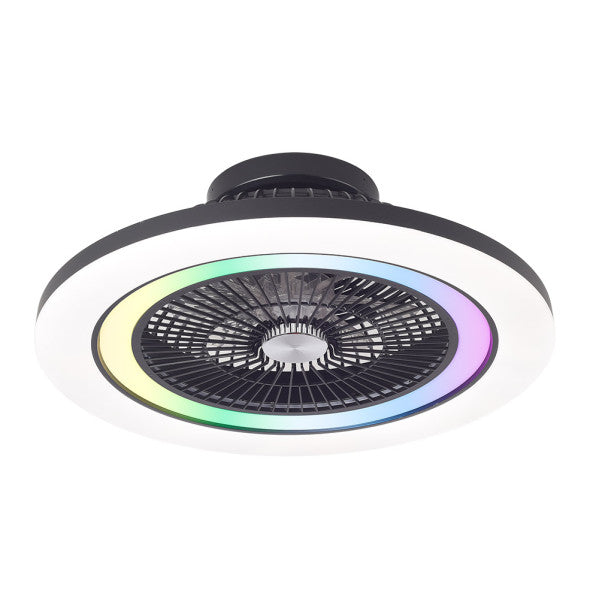 Ventilador de techo ANTÁRTIDA negro con luz RGB