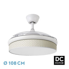 Ventilador de techo SERIE MODA blanco con difusor cañizo blanco