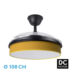 Ventilador de techo SERIE MODA negro con difusor amarillo